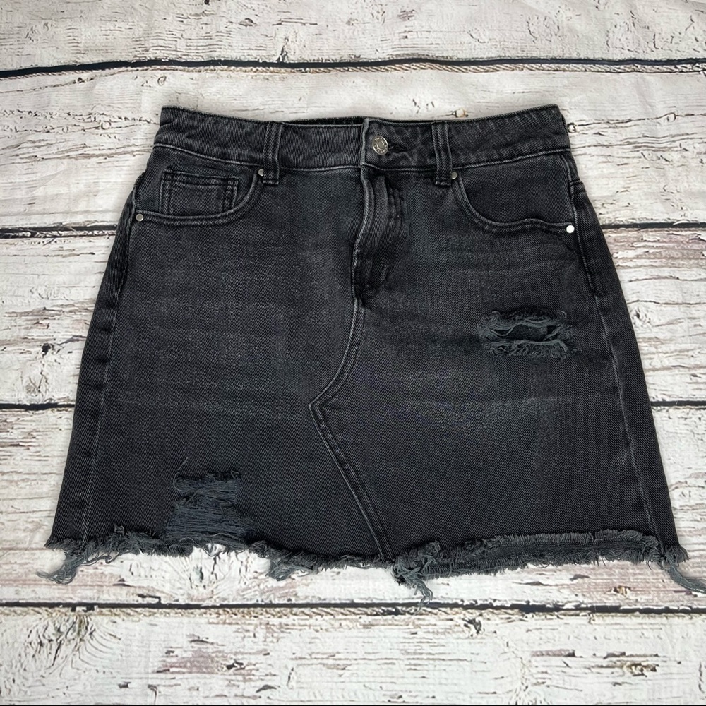 PacSun Denim Raw Hem A Line Mini Skirt Size 25 - Picture 1 of 7